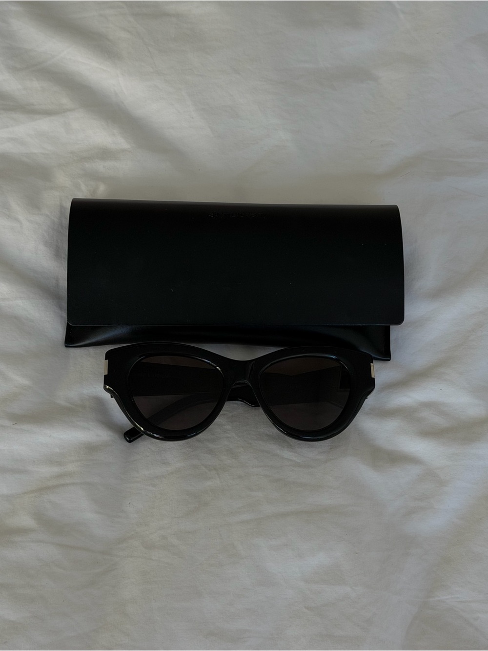 Saint Laurent Black Oversized Round Cat-Eye Sunglasses